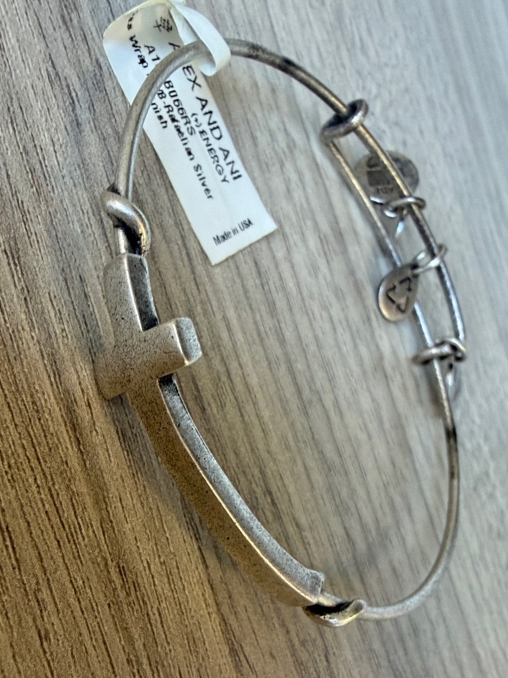 Alex and Ani Antiqued Silver Cross Expandable Bangle